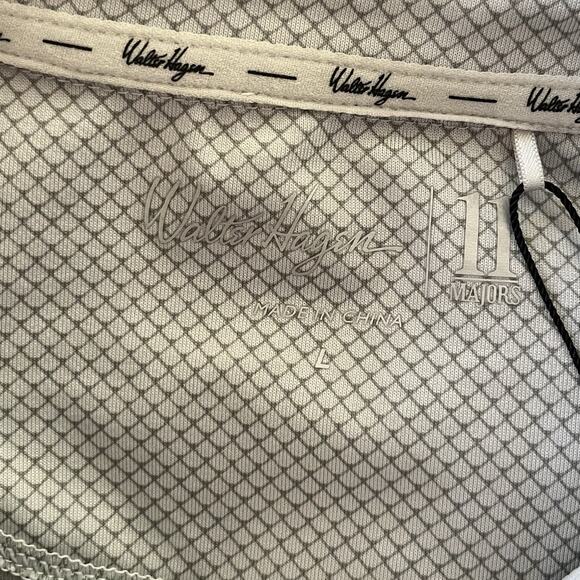WALTER HAGEN P11 Textured Stripe Performance Polo Shirt Size L Gray Golf UPF 50 - Picture 8 of 9